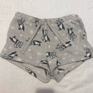 Gray Fleece Shorts with Cartoon Print